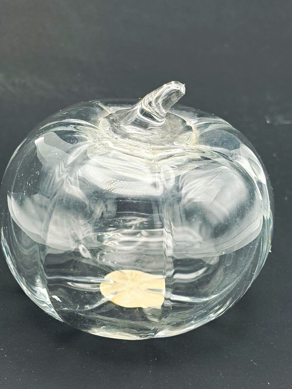Princess House Clear Hand Blown Glass Pumpkin Paperweight Handmade USA Original